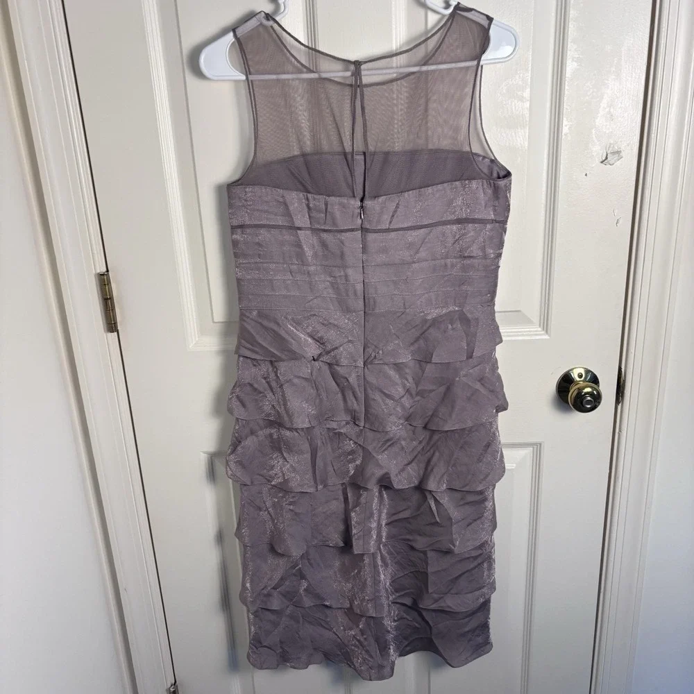 NWT Adrianna Papell Anthropologie Women's 8 Cocktail Dress Mauve Metallic Tiered